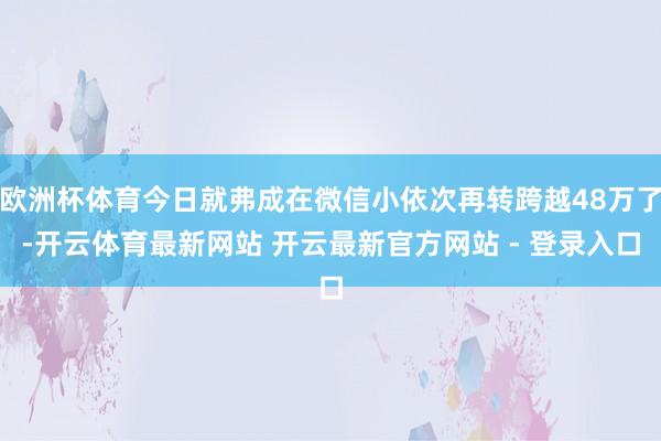 欧洲杯体育今日就弗成在微信小依次再转跨越48万了-开云体育最新网站 开云最新官方网站 - 登录入口